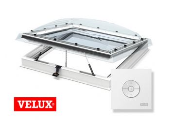 VELUX lichtkoepel elektrisch met HR++ glas en dakopstand dagmaat 100x100 cm.